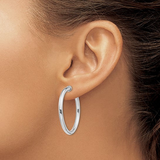 Sterling Silver Non-Pierced Round Hoop Earrings