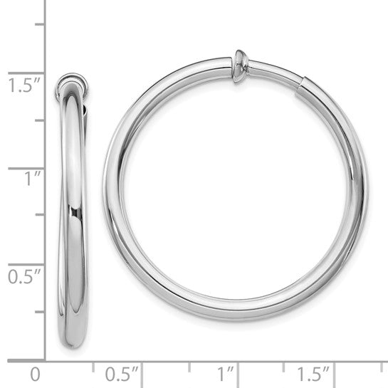 Sterling Silver Non-Pierced Round Hoop Earrings