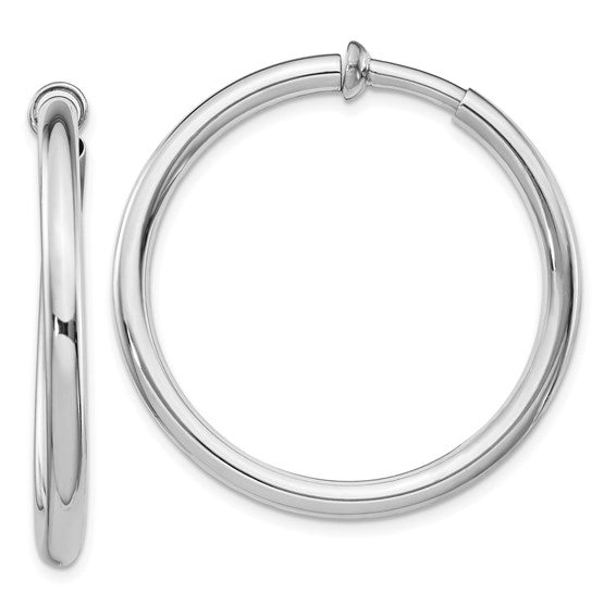 Sterling Silver Non-Pierced Round Hoop Earrings