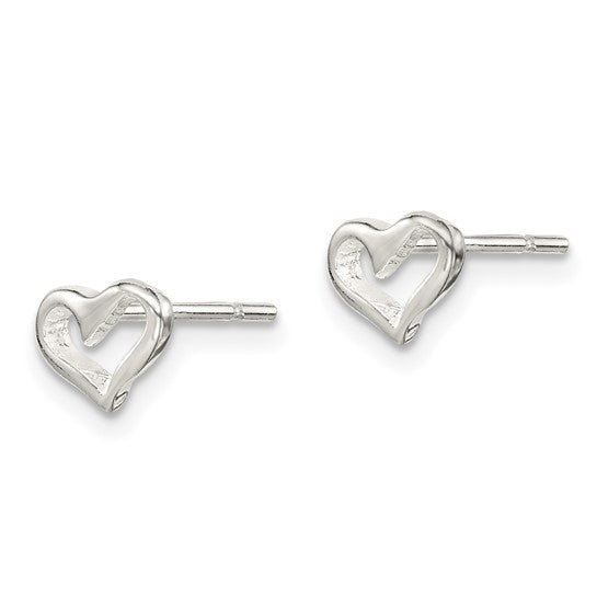 Sterling Silver Polished Open Heart Children's Post Earrings
