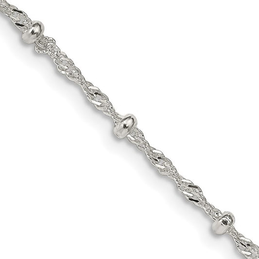 Sterling Silver Beaded Singapore Chain