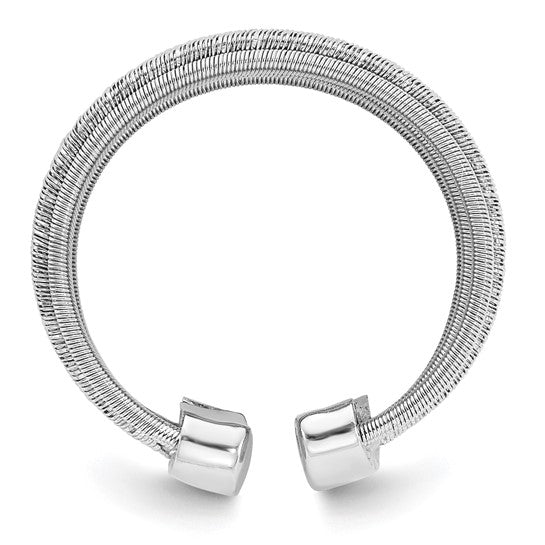 Sterling Silver Rhodium-plated Adjustable Ring