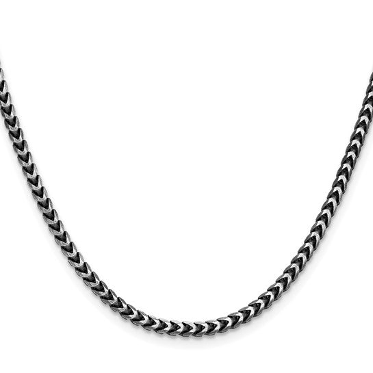 Sterling Silver Antiqued Diamond-Cut Square Franco Chain