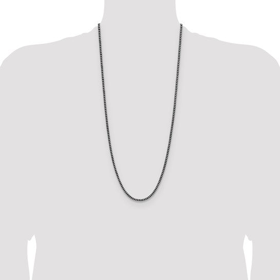 Sterling Silver Antiqued Diamond-Cut Square Franco Chain