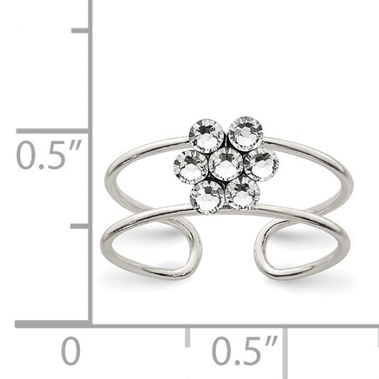 Sterling Silver CZ Flower Toe Ring