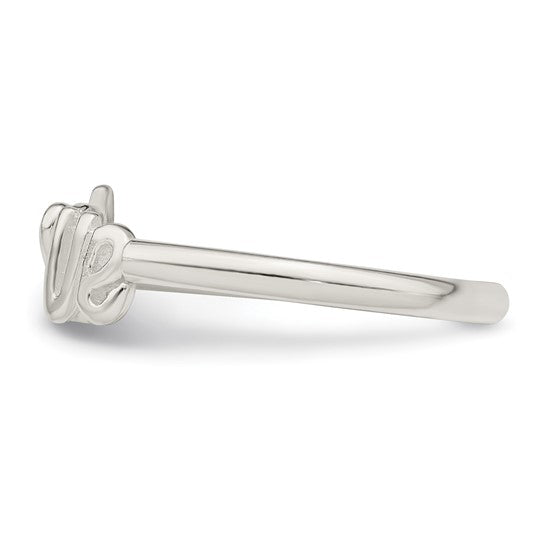 Sterling Silver Polished 'Love' Adjustable Ring