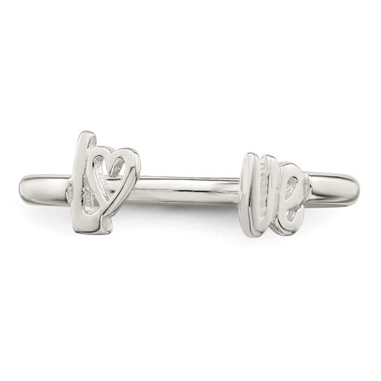 Sterling Silver Polished 'Love' Adjustable Ring