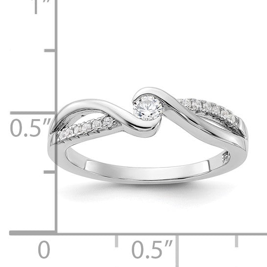 Sterling Silver Rhodium-plated & CZ Ring