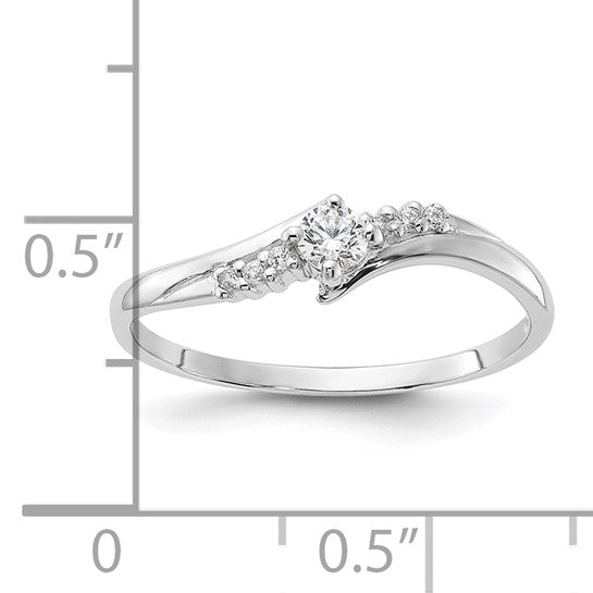 Sterling Silver Rhodium-plated and CZ Ring