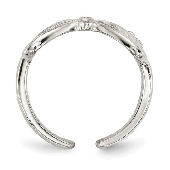 Sterling Silver Polished CZ Butterfly Double Finger Ring