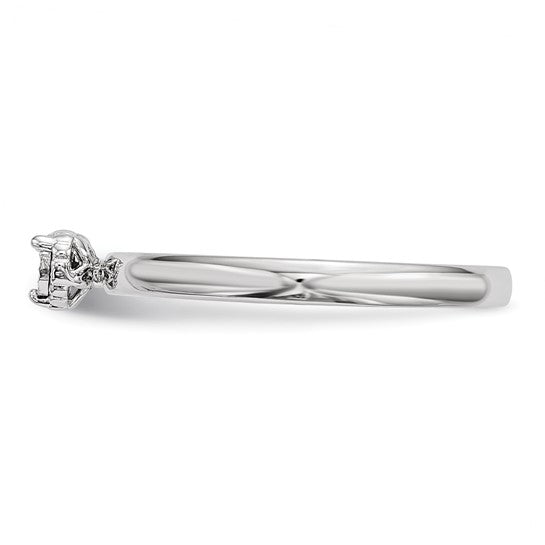 Sterling Silver Rhodium Plated Polished Diamond Heart Shape Ring