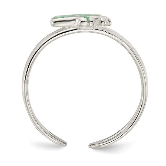 Sterling Silver Green Enameled Toe Ring