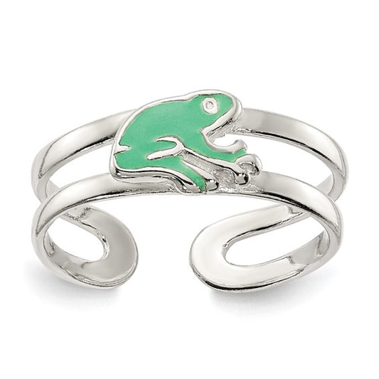 Sterling Silver Green Enameled Toe Ring