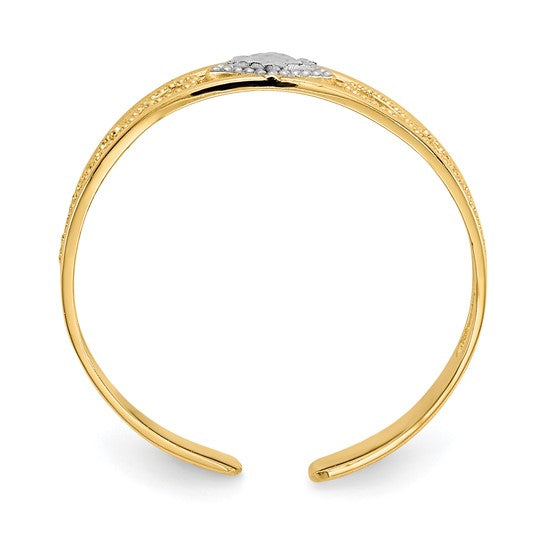 14k and White Rhodium Diamond-Cut Toe Ring