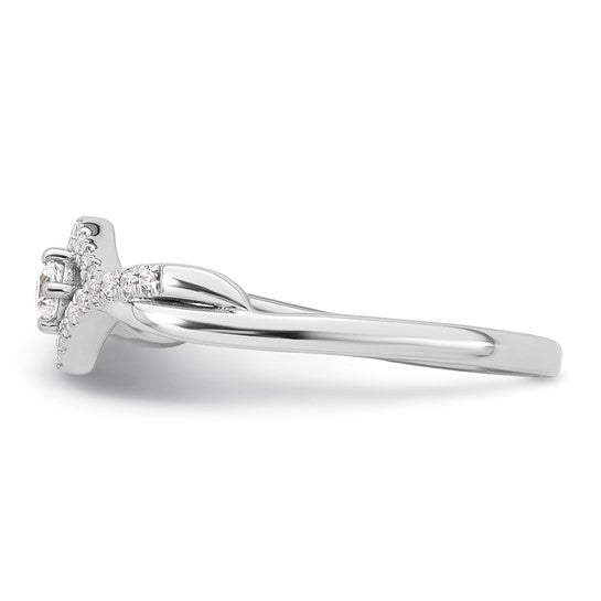 14k White Gold Complete Diamond CrissCross Promise Ring