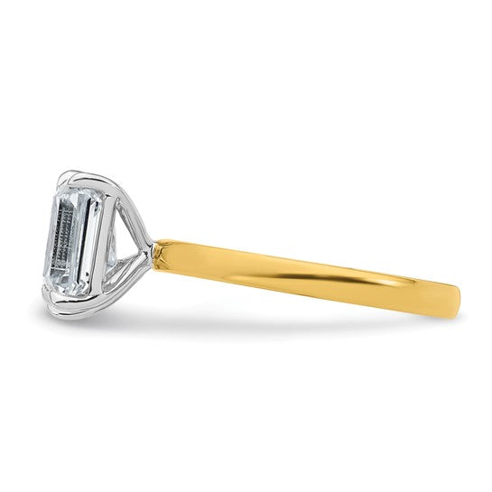 True Origin 14K Yellow Gold 2 7/8 carat Lab Grown Diamond VS+ F+ Complete Pear and Emerald Two Stone Ring