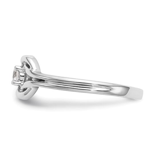 First Promise 14k White Gold Love Knot 1/8 carat Round Diamond Complete Promise/Engagement Ring