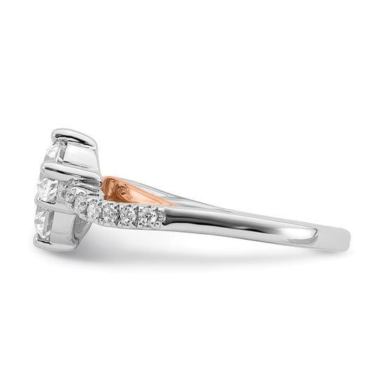 14k White Gold Semi-mount Two-stone Diamond Engagement Ring