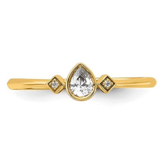 14k Petite 3-Stone 1/15 carat Pear Diamond Complete Promise/Engagement Ring