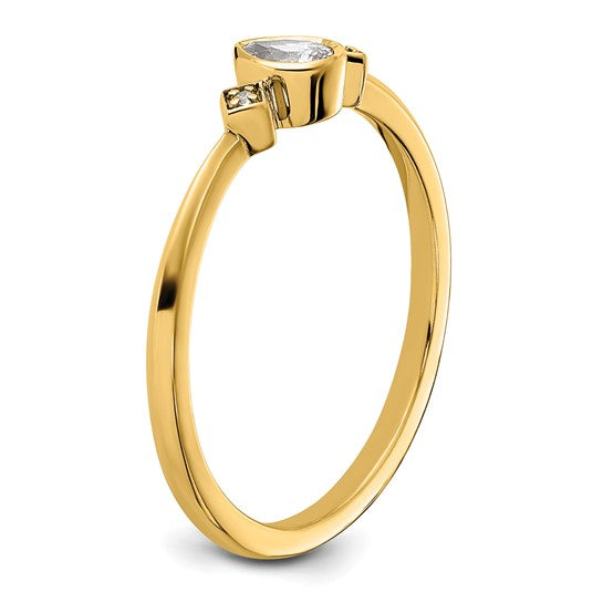 14k Petite 3-Stone 1/15 carat Pear Diamond Complete Promise/Engagement Ring