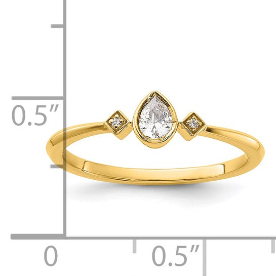 14k Petite 3-Stone 1/15 carat Pear Diamond Complete Promise/Engagement Ring