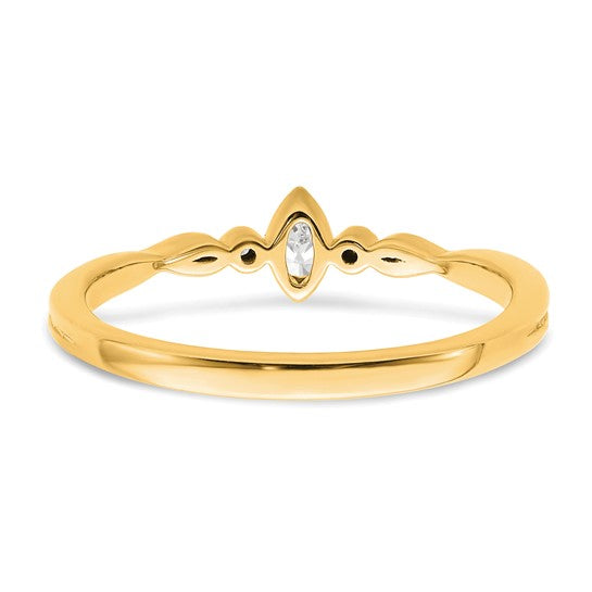 14k Beaded Edge Petite 3-Stone 1/15 carat Marquise Diamond Complete Promise/Engagement Ring