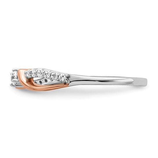 14k Two-tone White and Rose Polished Fancy 1/6 carat Diamond Twist Ring