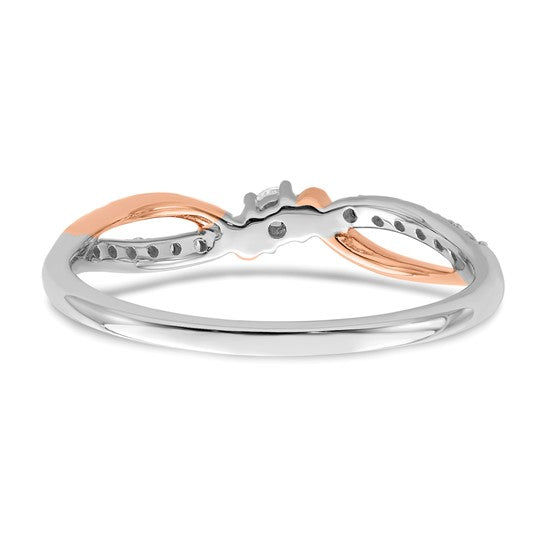14k Two-tone White and Rose Polished Fancy 1/6 carat Diamond Twist Ring