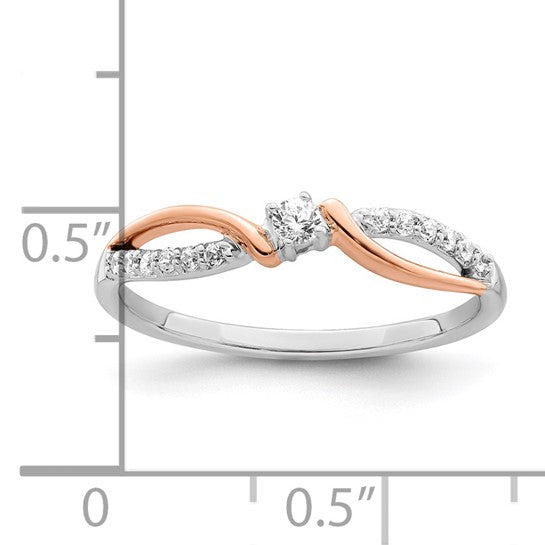 14k Two-tone White and Rose Polished Fancy 1/6 carat Diamond Twist Ring