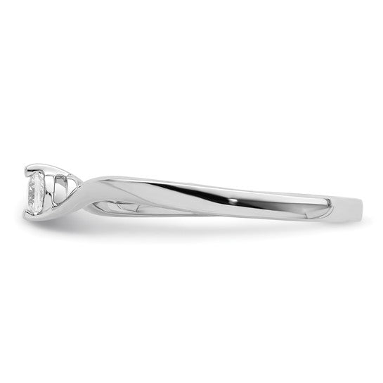 First Promise 14k White Gold Bypass 1/10 carat Round Diamond Complete Promise/Engagement Ring