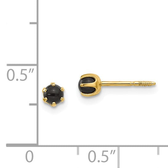 14k Madi K 3.00mm Onyx Post Earrings