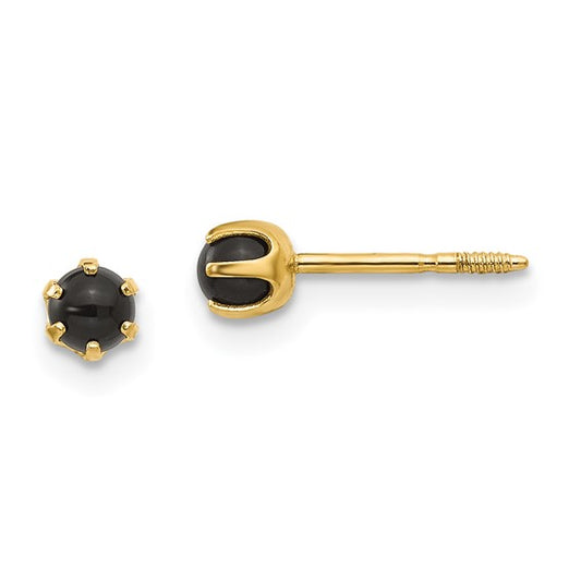 14k Madi K 3.00mm Onyx Post Earrings