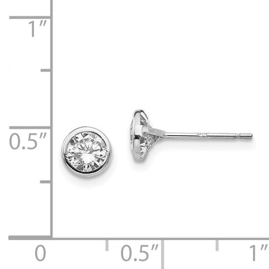 14k White Gold Madi K 5mm Bezel-Set Round CZ Post Earrings