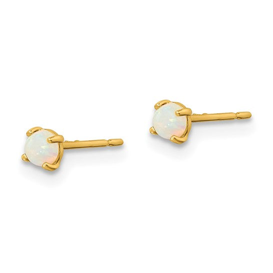 14k Madi K 3.00mm Synthetic Lab Created Opal Post Earrings