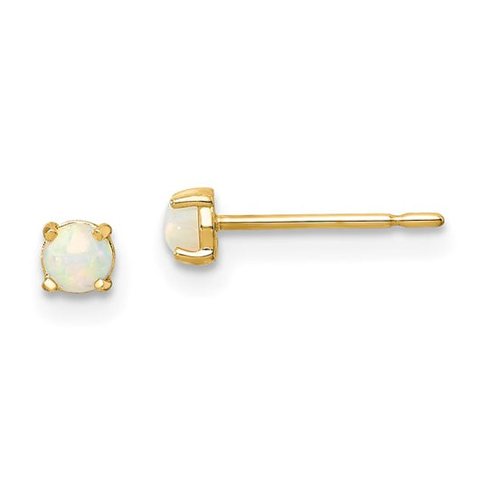 14k Madi K 3.00mm Synthetic Lab Created Opal Post Earrings