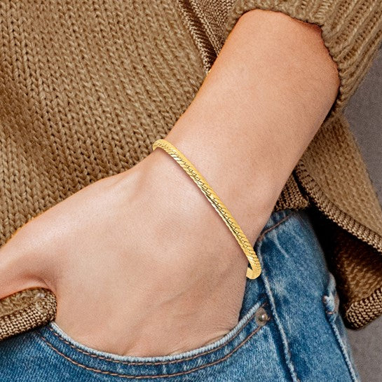 14k Polished 3mm Fancy Curb Link 7.5 inch Bracelet