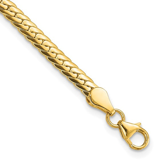 14k Polished 3mm Fancy Curb Link 7.5 inch Bracelet