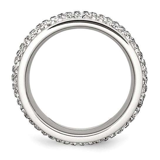 Chisel Stainless Steel Polished with Crystal 9mm Band