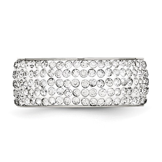 Chisel Stainless Steel Polished with Crystal 9mm Band