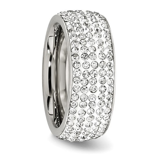 Chisel Stainless Steel Polished with Crystal 9mm Band