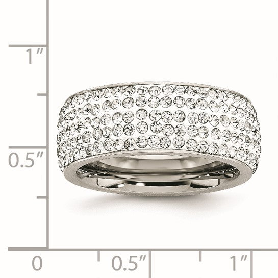 Chisel Stainless Steel Polished with Crystal 9mm Band