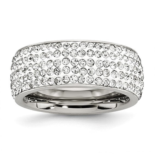 Chisel Stainless Steel Polished with Crystal 9mm Band