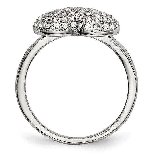 Stainless Steel Polished w/ Preciosa Crystal Heart Ring