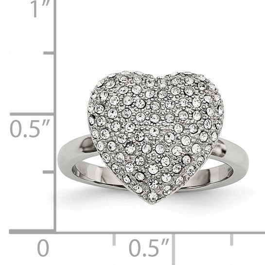 Stainless Steel Polished w/ Preciosa Crystal Heart Ring