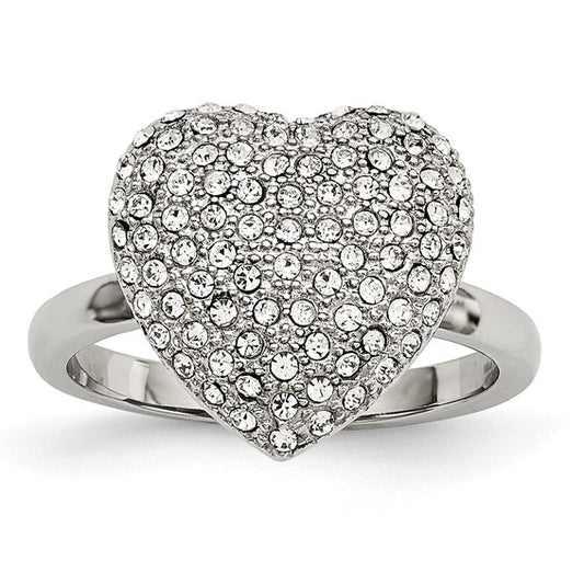 Stainless Steel Polished w/ Preciosa Crystal Heart Ring