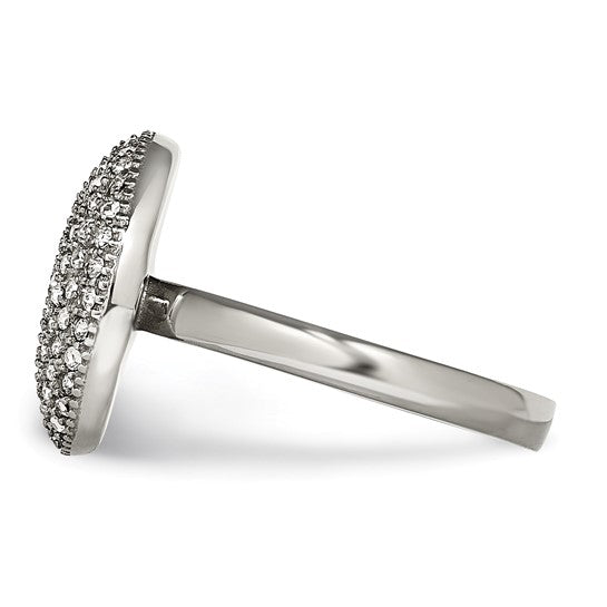 Stainless Steel Polished w/ Preciosa Crystal Circle Ring