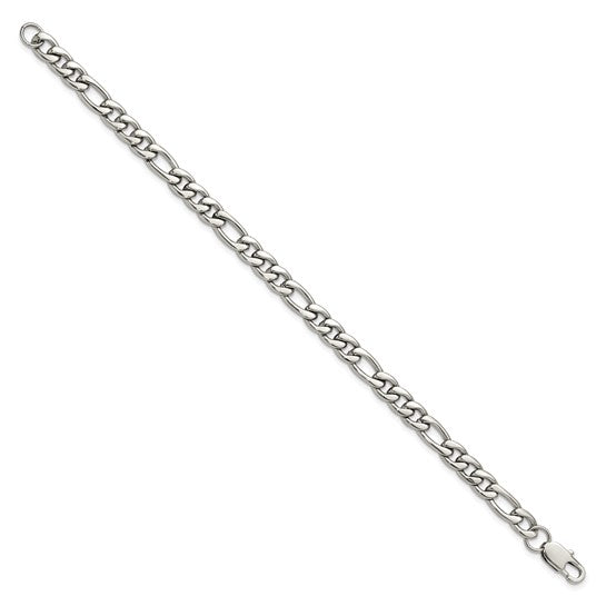Chisel Stainless Steel Polished 9 inch Figaro Bracelet