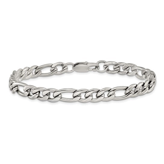 Chisel Stainless Steel Polished 9 inch Figaro Bracelet