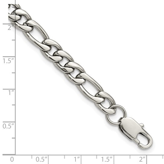 Chisel Stainless Steel Polished 9 inch Figaro Bracelet