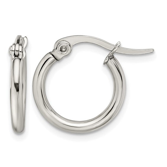Chisel Stainless Steel Polished 15.5mm Diameter 2mm Hoop Earrings